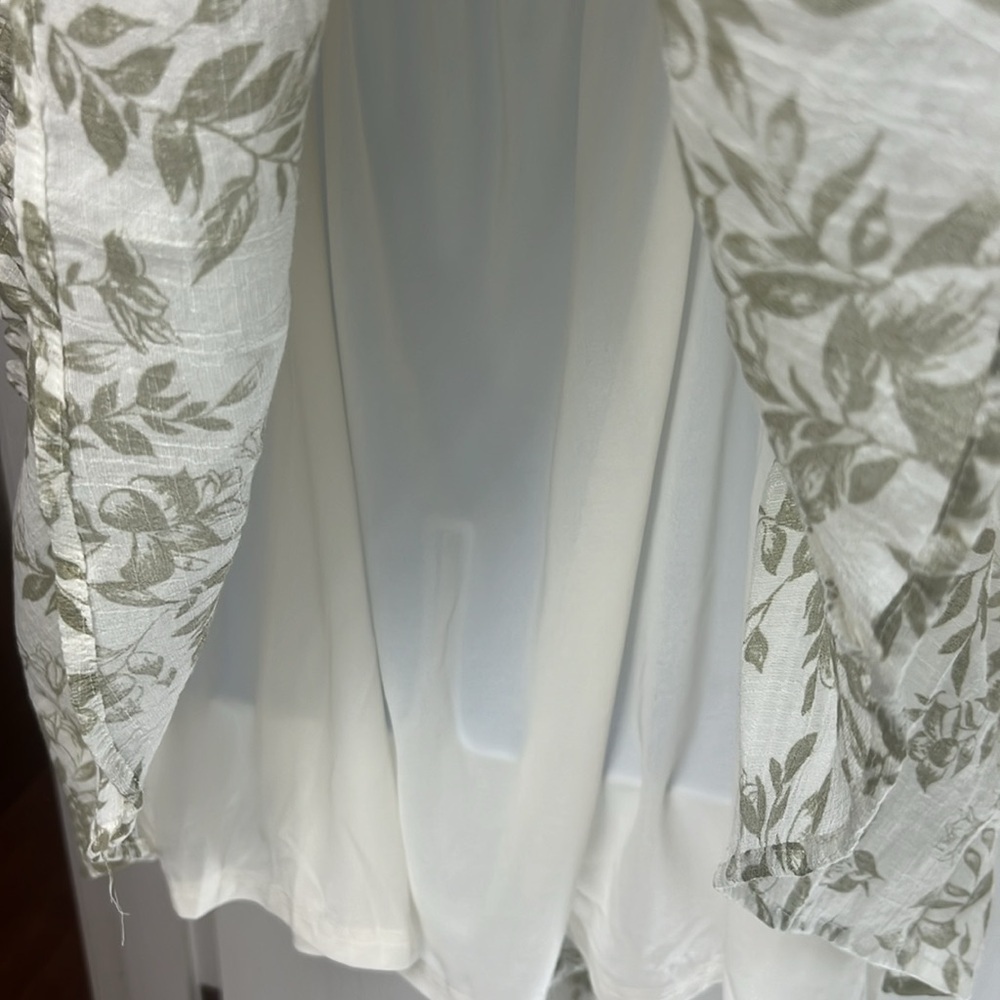 5. Mine Dress, white with green floral design spaghetti straps, elastic waist - Picture 8 of 11